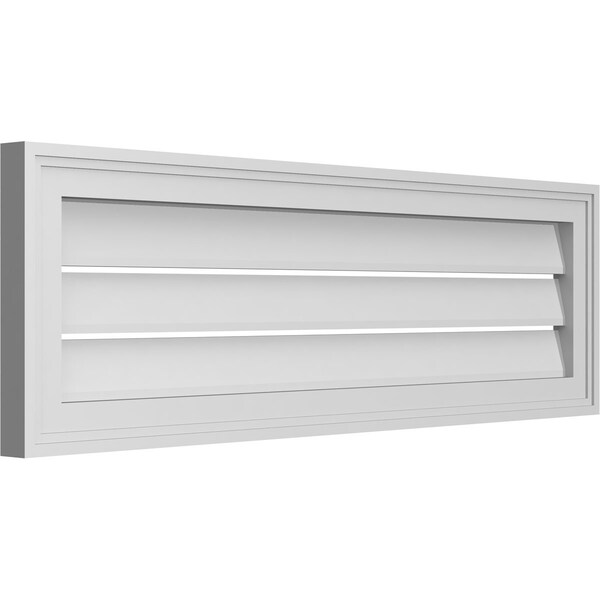 Vertical Surface Mount PVC Gable Vent: Functional, W/ 2W X 1-1/2P Brickmould Frame, 38W X 12H